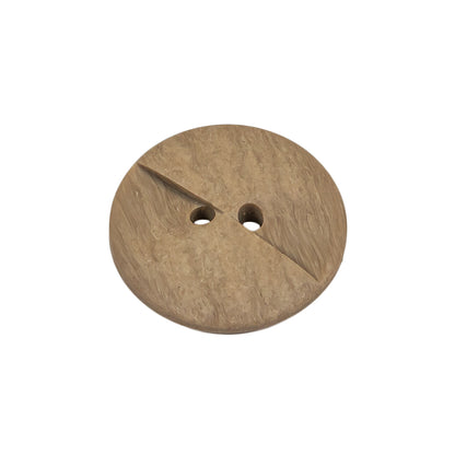 Beige Wood Look Geometric Carved 2-Hole Plastic Button - 36L/23mm Folded
