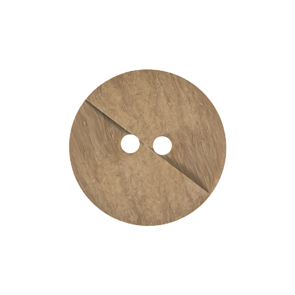 Beige Wood Look Geometric Carved 2-Hole Plastic Button - 36L/23mm
