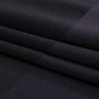 Black and Navy Polyester and Cotton Double Faced Interlock Knit Folded