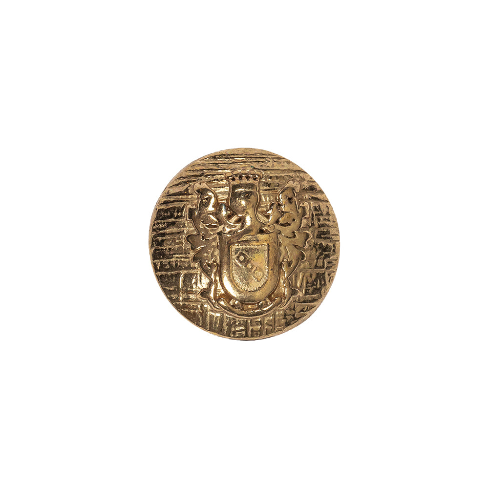 Italian Gold Coat of Arms Crest Metal Button - 24L/15mm