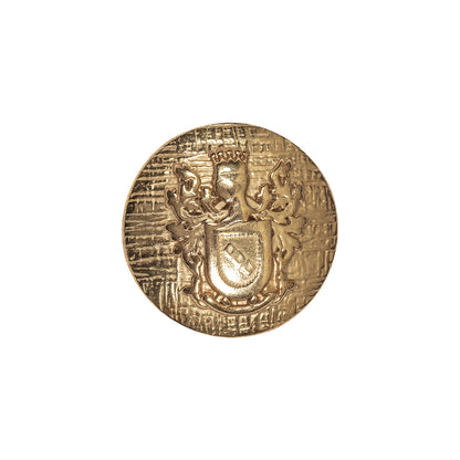 Italian Gold Coat of Arms Crest Metal Button - 32L/20mm