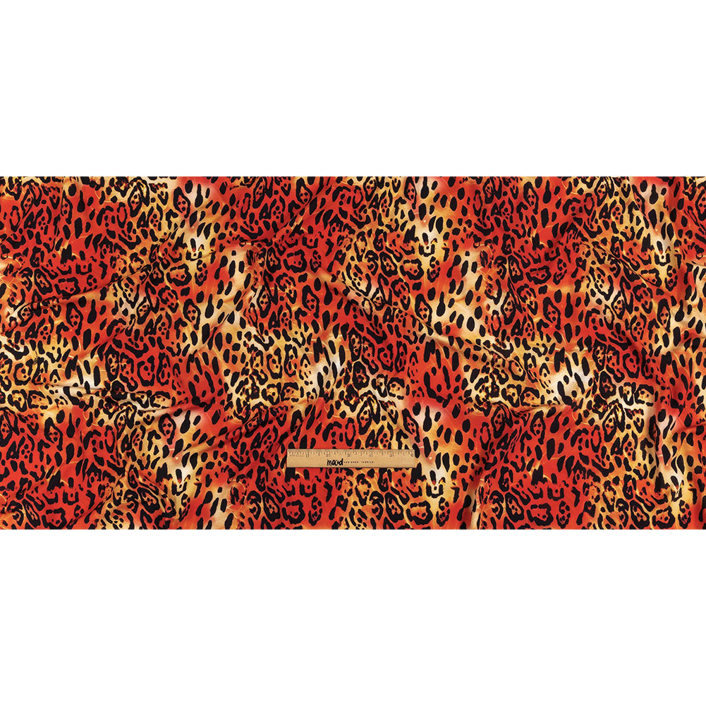 Compression Swimwear Tricot, UV Protective with Aloe Vera Microcapsules - Orange and Yellow Tie Dye Leopard - Caye Collection