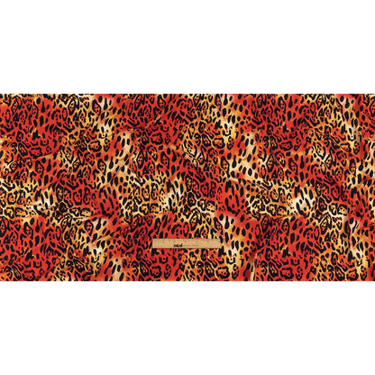 Compression Swimwear Tricot, UV Protective with Aloe Vera Microcapsules - Orange and Yellow Tie Dye Leopard - Caye Collection
