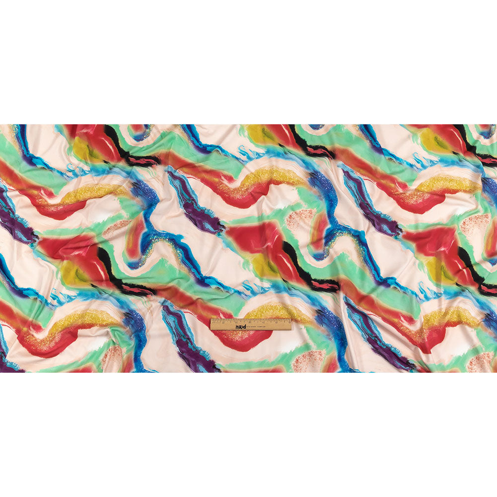 Compression Swimwear Tricot, UV Protective with Aloe Vera Microcapsules - Pale Pink and Rainbow Marbled - Caye Collection - Full