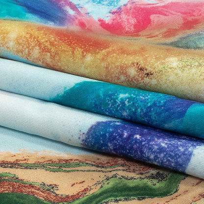 Compression Swimwear Tricot, UV Protective with Aloe Vera Microcapsules - Pale Blue and Rainbow Marbled - Caye Collection