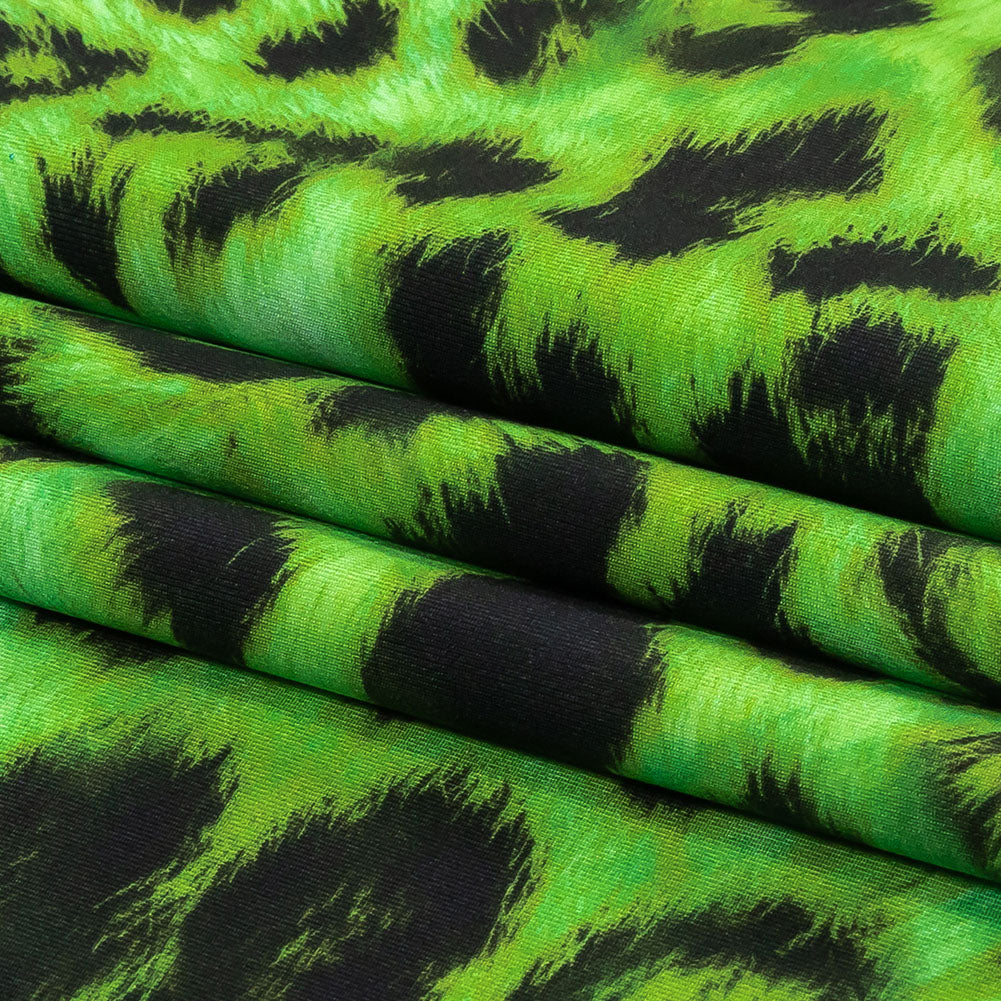 Compression Swimwear Tricot, UV Protective with Aloe Vera Microcapsules - Green Cheetah Spots - Caye Collection Folded