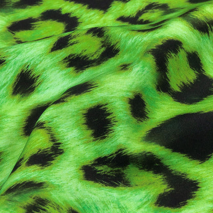 Compression Swimwear Tricot, UV Protective with Aloe Vera Microcapsules - Green Cheetah Spots - Caye Collection Detail