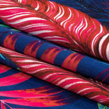 True Blue, Pink and Green Foliage UV Protective Compression Swimwear Tricot with Aloe Vera Microcapsules