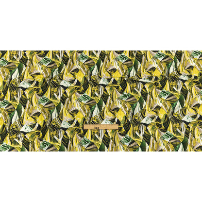 Green and Yellow Marbled Warped Diamonds UV Protective Compression Swimwear Tricot with Aloe Vera Microcapsules Full