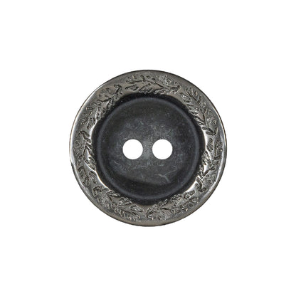 Shimmering Gray Carved Floral Rim 2-Hole Plastic Button - 36L/23mm
