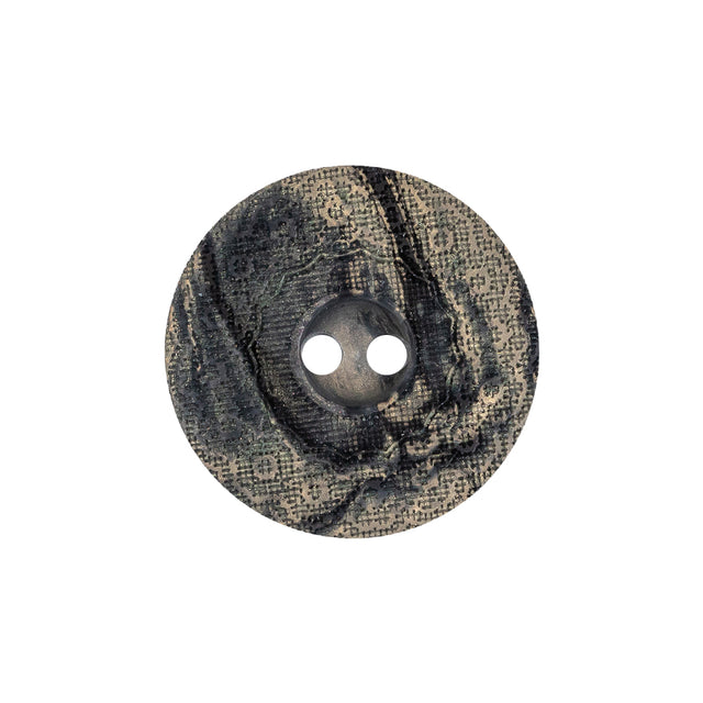 Italian Meteorite and Gold Swirled Lacy Textured Wide Rim 2-Hole Plastic Button - 36L/23mm