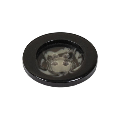 Black, Stone Gray and Beige Translucent Swirls 4-Hole Plastic Button - 40L/25.5mm Folded