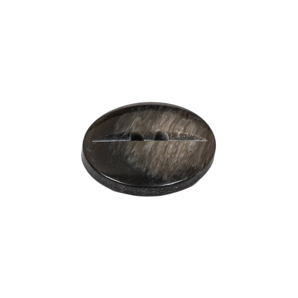 Gray Brown Streaked Low Convex 2-Hole Plastic Button with Needle Channel - 32L/20mm Folded