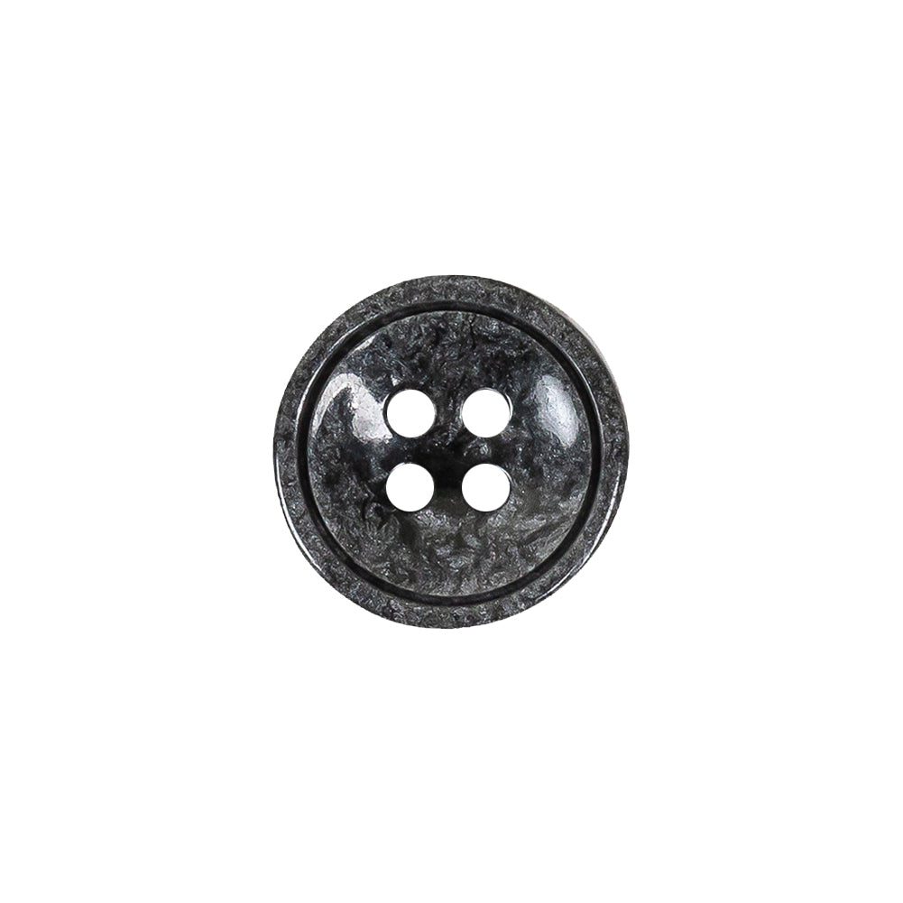 Black and Charcoal Gray Shimmering Swirls 4-Hole Plastic Dish Button - 24L/15mm