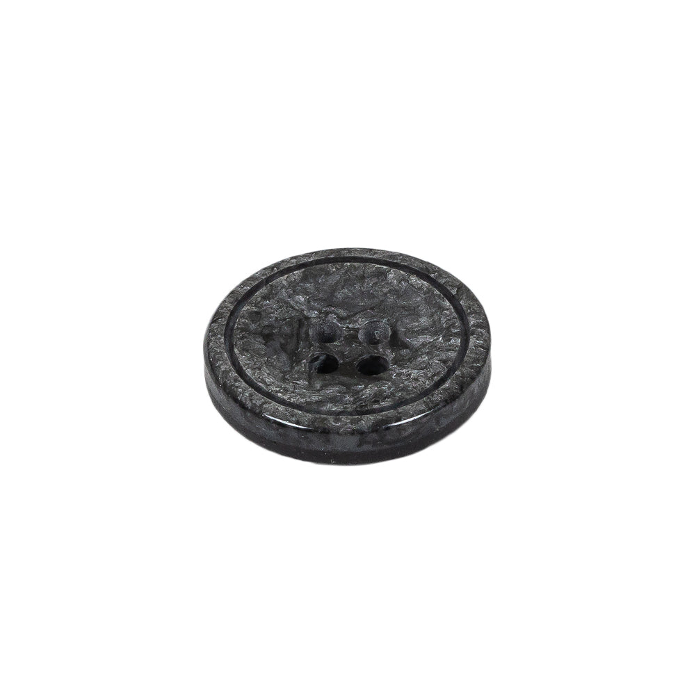 Black and Charcoal Gray Shimmering Swirls 4-Hole Plastic Dish Button - 28L/18mm Folded