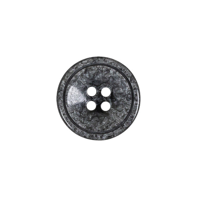 Black and Charcoal Gray Shimmering Swirls 4-Hole Plastic Dish Button - 28L/18mm