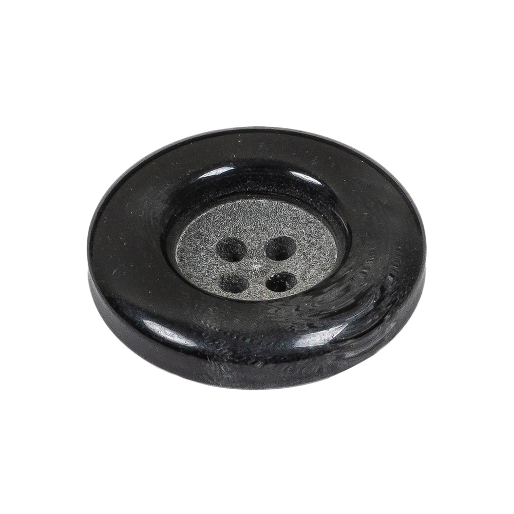 Charcoal Chunky Rolled Rim 4-Hole Plastic Button - 42L/27mm Folded
