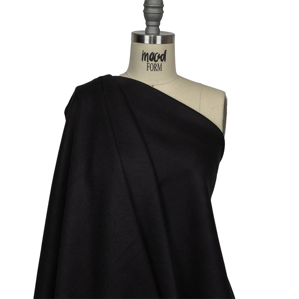 Black Wool Blend Interlock Knit Drape