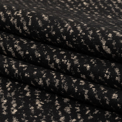 Black and Beige Speckled Diagonal Stripes Fulled Wool Knit Folded
