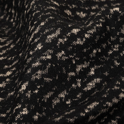Black and Beige Speckled Diagonal Stripes Fulled Wool Knit Detail