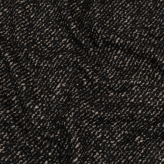 Black and Beige Speckled Diagonal Stripes Fulled Wool Knit