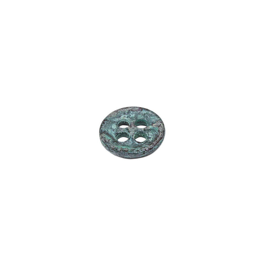 Italian Aqua and Lilac Oxidized Metal 4-Hole Button - 16L/10mm Folded