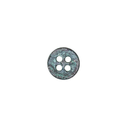 Italian Aqua and Lilac Oxidized Metal 4-Hole Button - 16L/10mm Detail