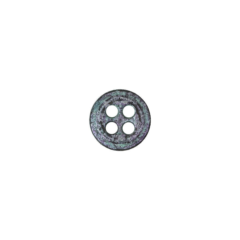 Italian Aqua and Lilac Oxidized Metal 4-Hole Button - 16L/10mm