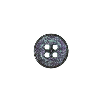 Italian Aqua and Lilac Oxidized Metal 4-Hole Button - 20L/12.5mm Detail