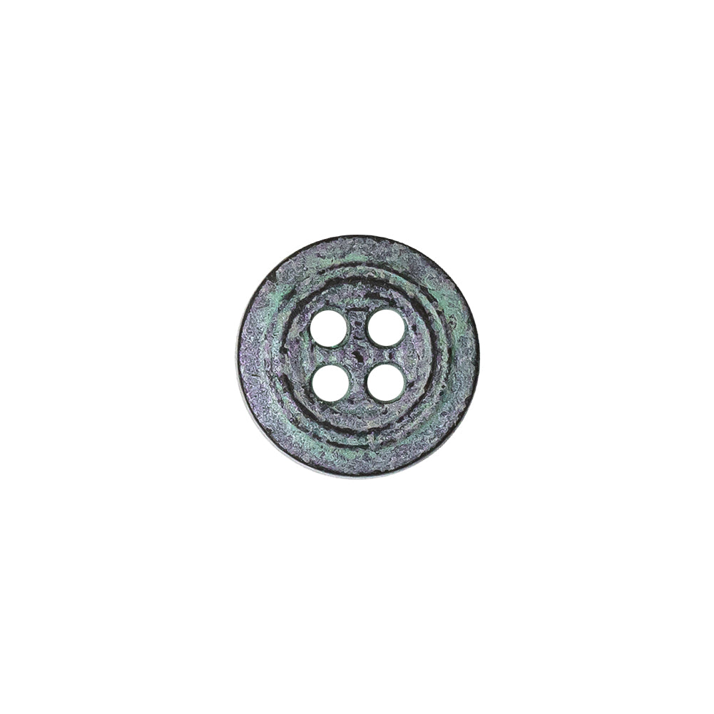 Italian Aqua and Lilac Oxidized Metal 4-Hole Button - 20L/12.5mm