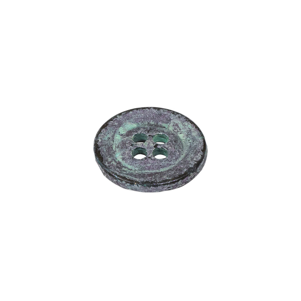 Italian Aqua and Lilac Oxidized Metal 4-Hole Button - 24L/15mm Folded