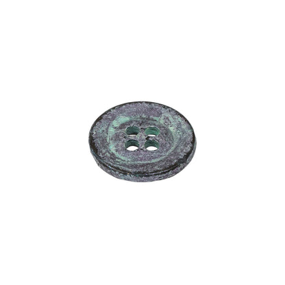 Italian Aqua and Lilac Oxidized Metal 4-Hole Button - 24L/15mm Folded