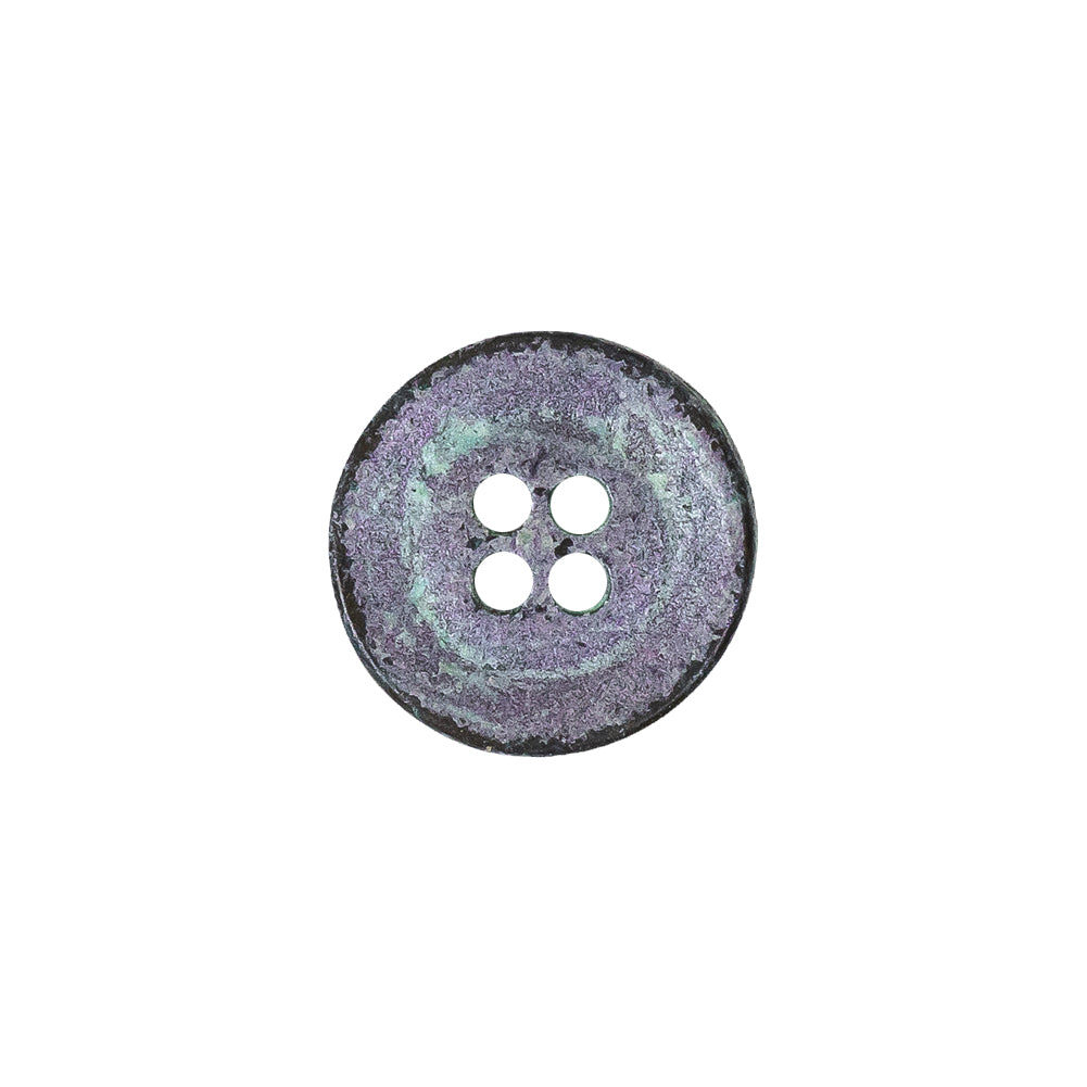 Italian Aqua and Lilac Oxidized Metal 4-Hole Button - 24L/15mm Detail
