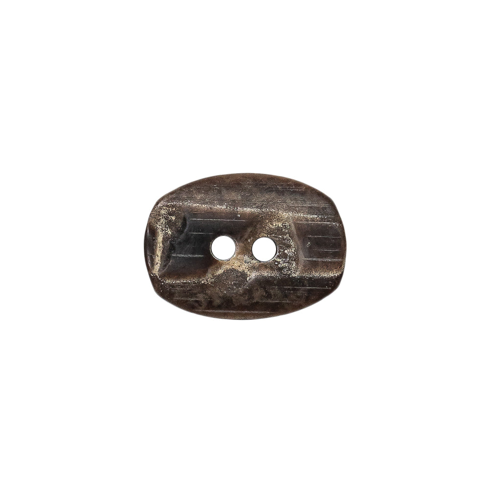 Gray and Brown Wood-Look Oval 2-Hole Plastic Button - 28L/18mm