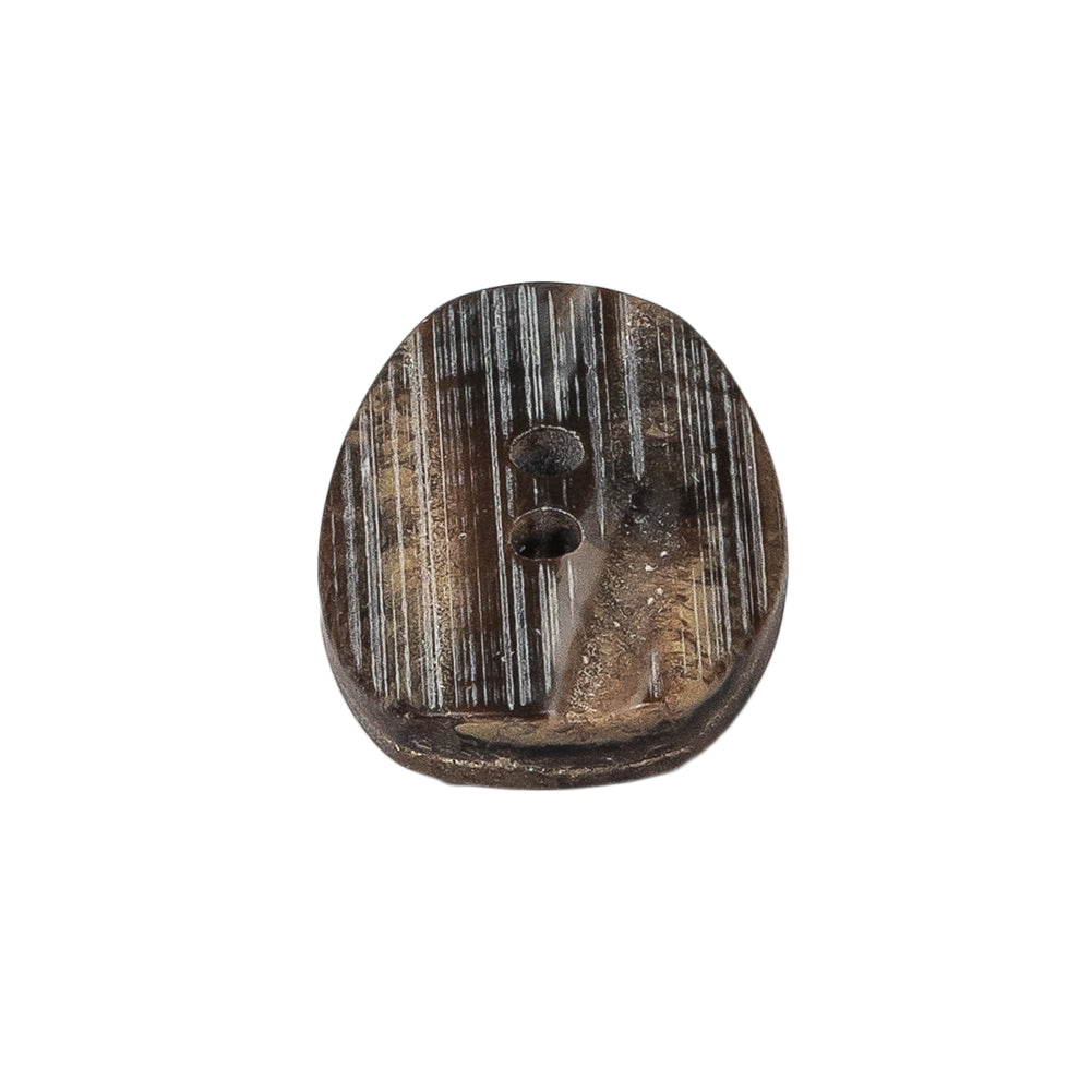 Gray and Brown Wood-Look Oval 2-Hole Plastic Button - 36L/23mm Folded