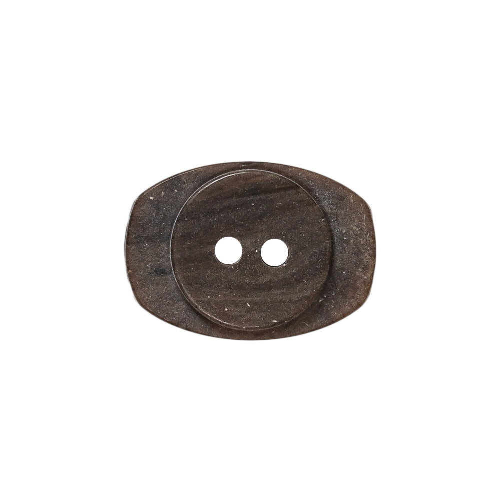 Gray and Brown Wood-Look Oval 2-Hole Plastic Button - 36L/23mm Detail