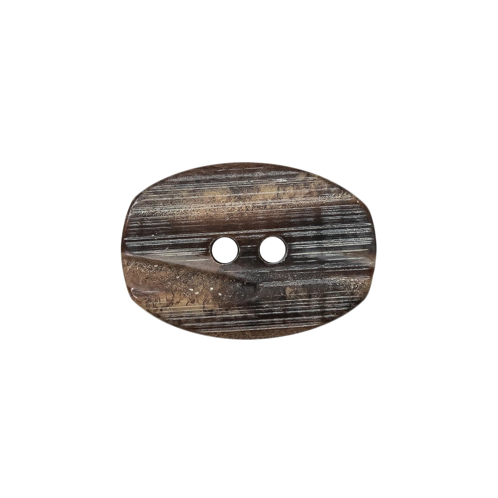 Gray and Brown Wood-Look Oval 2-Hole Plastic Button - 36L/23mm