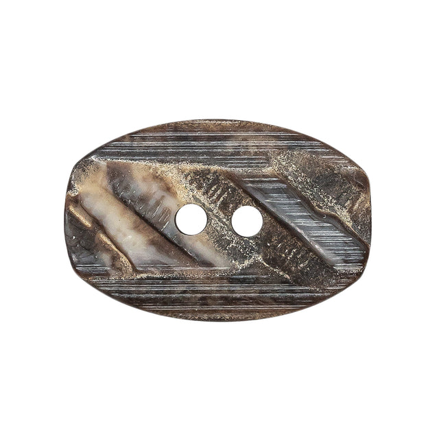 Gray and Brown Wood-Look Oval 2-Hole Plastic Button - 44L/28mm