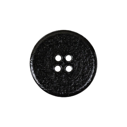 Italian Black Low Convex 4-Hole Leather Button - 36L/23mm Detail
