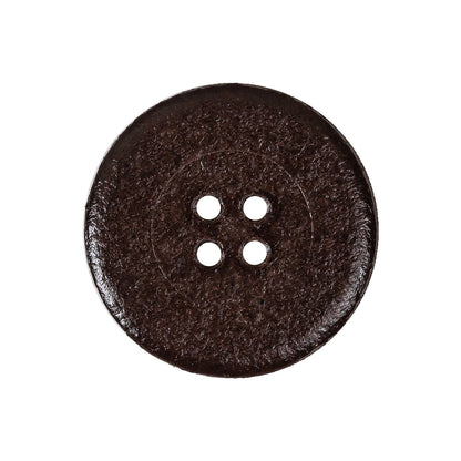 Italian Brown Low Convex 4-Hole Leather Button - 40L/25.5mm Detail