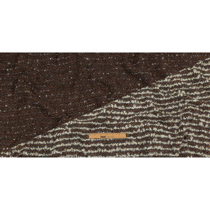 Brown, Charcoal and Off White Striped Plush Boucle Wool Knit Full