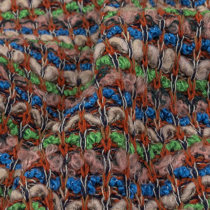 Italian Lime, Bright Blue and Light Pink Striped Boucle Wool Sweater Knit Detail