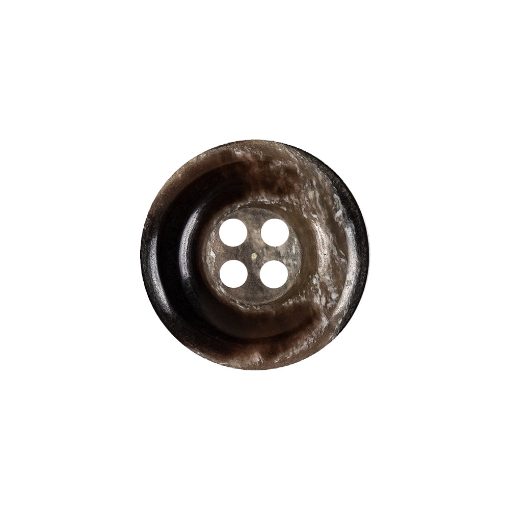 Black and Tan Mottled Rolled Rim 4-Hole Plastic Button - 30L/19mm