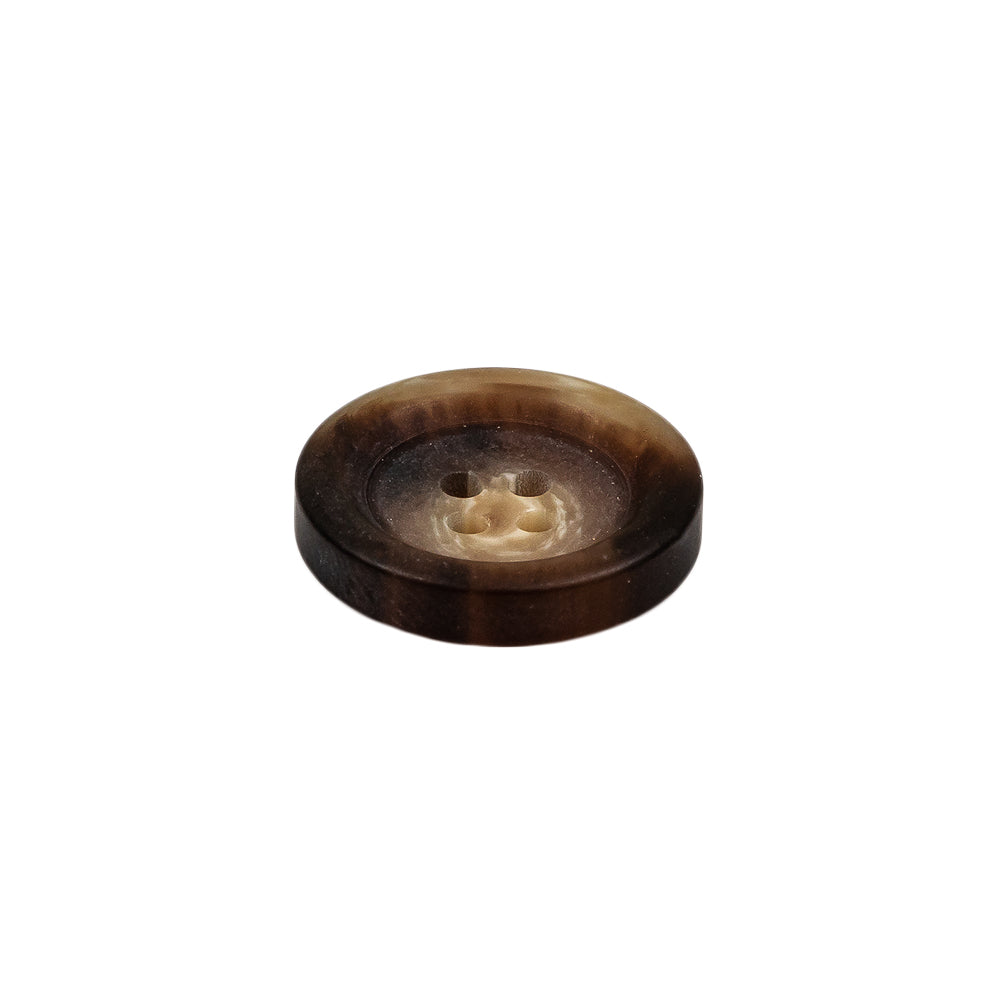 Demitasse and Beige Swirled Semitranslucent 4-Hole Plastic Button - 28L/18mm Folded