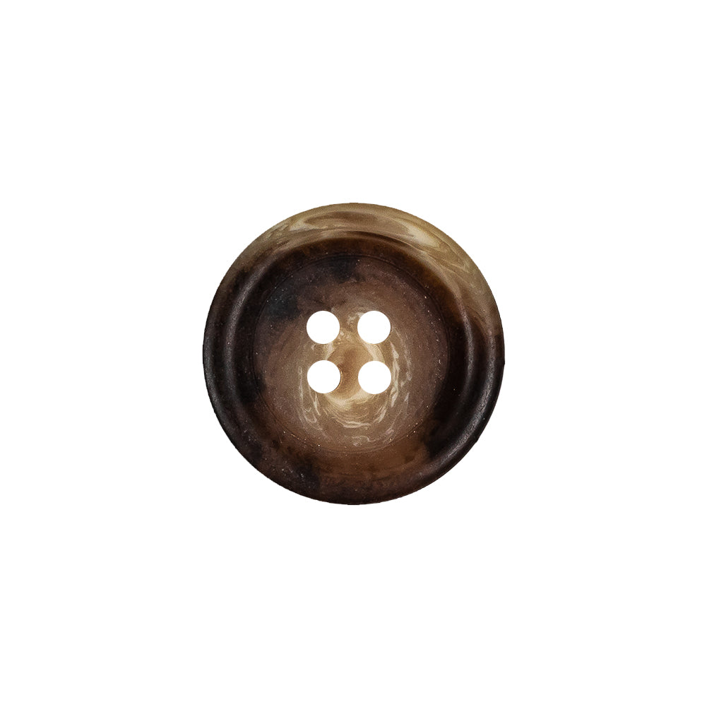 Demitasse and Beige Swirled Semitranslucent 4-Hole Plastic Button - 28L/18mm