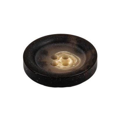 Demitasse and Beige Swirled Semitranslucent 4-Hole Plastic Button - 40L/25.5mm Folded