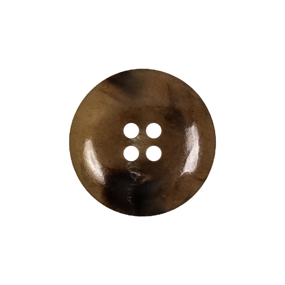 Tan and Brown Mottled Semitransparent 4-Hole Rolled Rim Plastic Button - 34L/21.5mm Detail