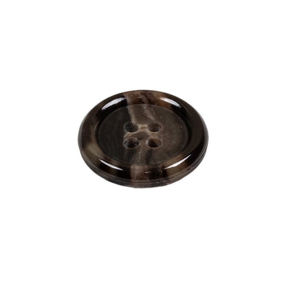 Dark Brown and Almond Mottled Semitransparent 4-Hole Rolled Rim Plastic Button - 32L/20mm Folded