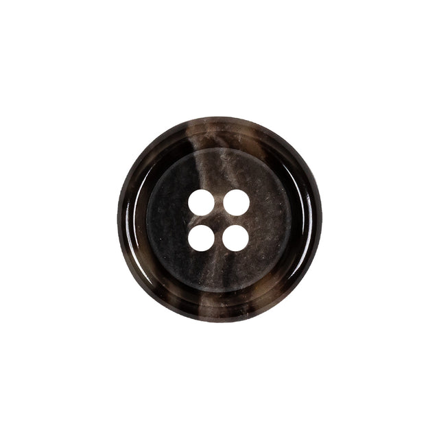 Dark Brown and Almond Mottled Semitransparent 4-Hole Rolled Rim Plastic Button - 32L/20mm