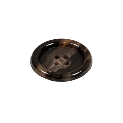 Dark Brown and Almond Mottled Semitransparent 4-Hole Rolled Rim Plastic Button - 34L/21.5mm Folded